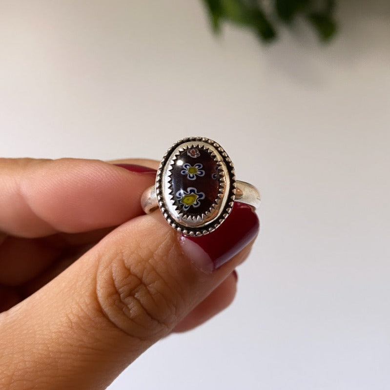 Millefiori Glass Ring Size 7