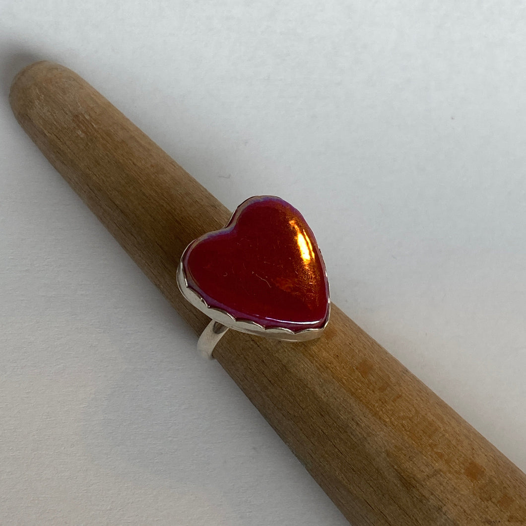 Ceramic Heart Ring Sz 5.75